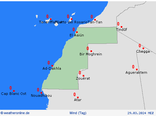 wind Westsahara Afrika Vorhersagekarten
