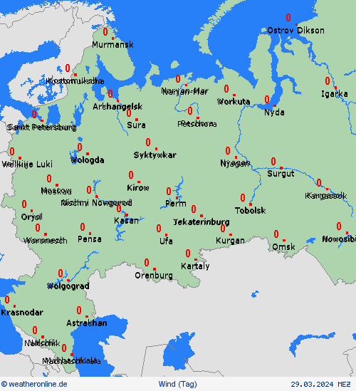 wind Russland Europa Vorhersagekarten
