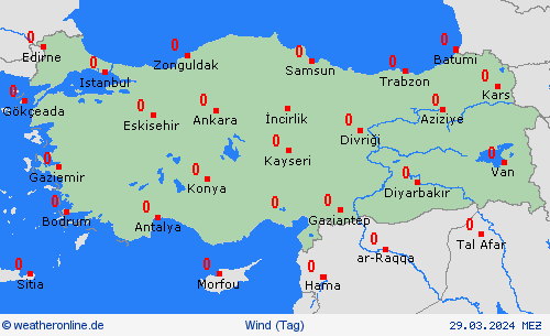 wind Türkei Europa Vorhersagekarten