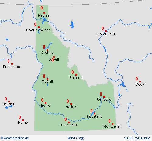 wind Idaho Nordamerika Vorhersagekarten