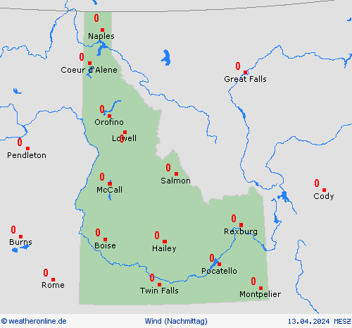 wind Idaho Nordamerika Vorhersagekarten