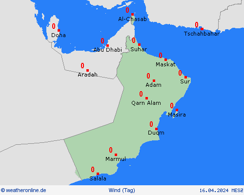 wind Oman Asien Vorhersagekarten