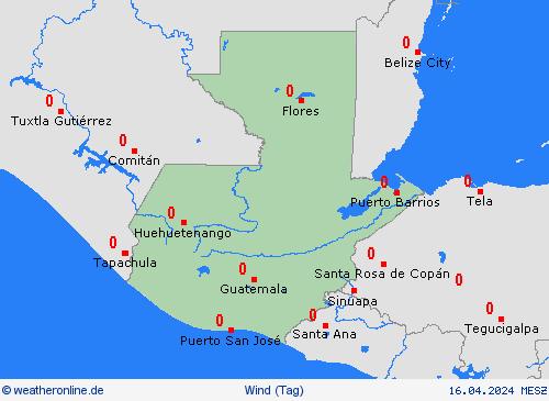 wind Guatemala Mittelamerika Vorhersagekarten