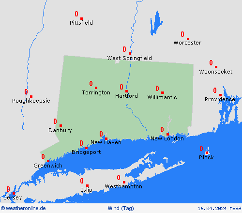 wind Connecticut Nordamerika Vorhersagekarten