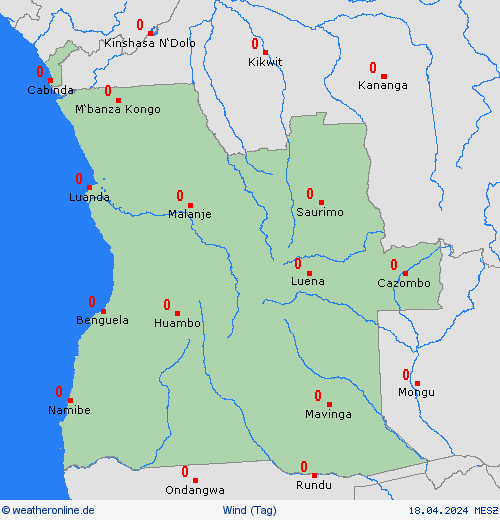 wind Angola Afrika Vorhersagekarten