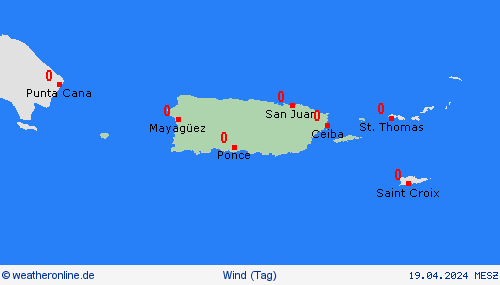 wind Puerto Rico Mittelamerika Vorhersagekarten