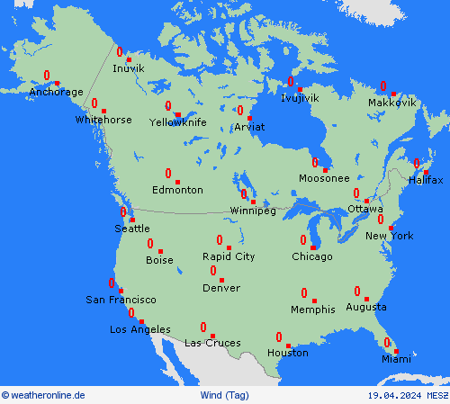 wind  Nordamerika Vorhersagekarten