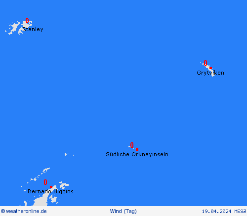 wind Südliche Orkneyinseln Südamerika Vorhersagekarten