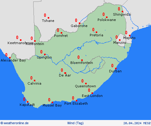 wind Südafrika Afrika Vorhersagekarten