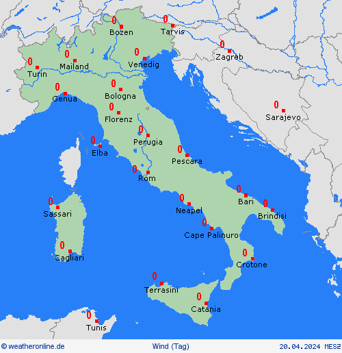 wind Italien Europa Vorhersagekarten