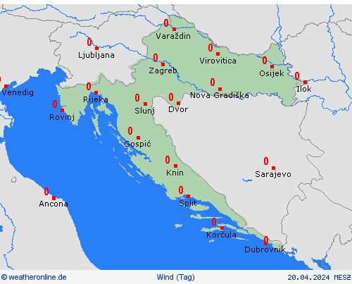 wind Kroatien Europa Vorhersagekarten