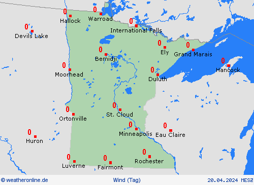 wind Minnesota Nordamerika Vorhersagekarten