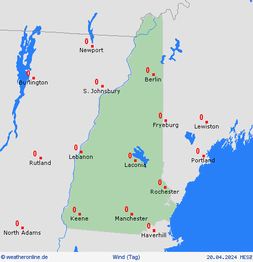 wind New Hampshire Nordamerika Vorhersagekarten