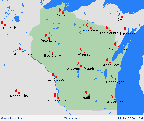 wind Wisconsin Nordamerika Vorhersagekarten