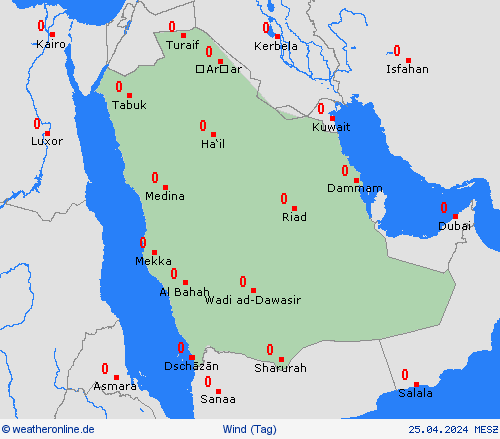 wind Saudi-Arabien Asien Vorhersagekarten