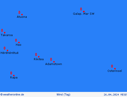 wind Pitcairninseln Ozeanien Vorhersagekarten