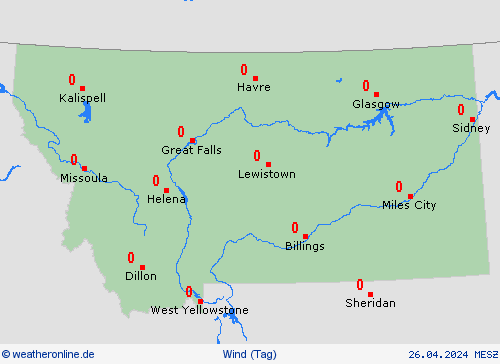 wind Montana Nordamerika Vorhersagekarten