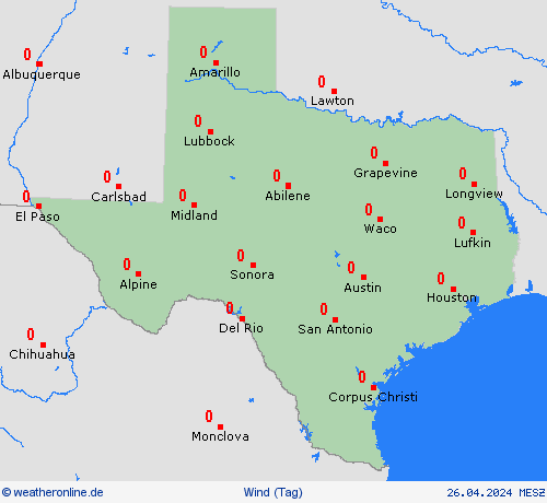 wind Texas Nordamerika Vorhersagekarten