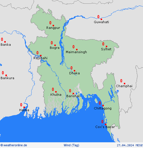 wind Bangladesch Asien Vorhersagekarten