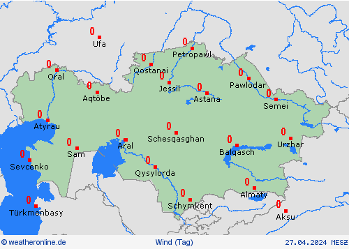 wind Kasachstan Asien Vorhersagekarten