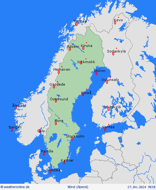 wind Schweden Europa Vorhersagekarten