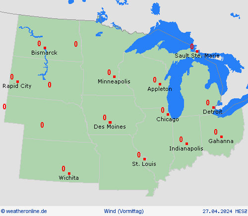 wind  Nordamerika Vorhersagekarten