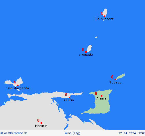 wind Trinidad und Tobago Südamerika Vorhersagekarten