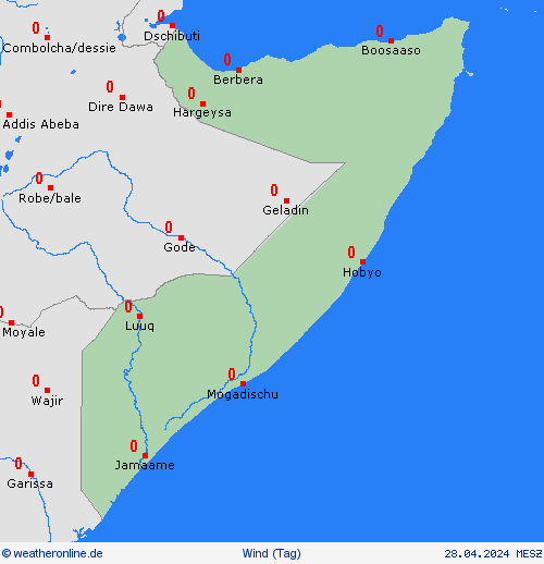 wind Somalia Afrika Vorhersagekarten