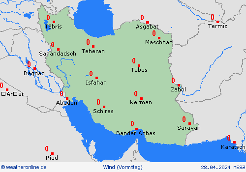 wind Iran Asien Vorhersagekarten
