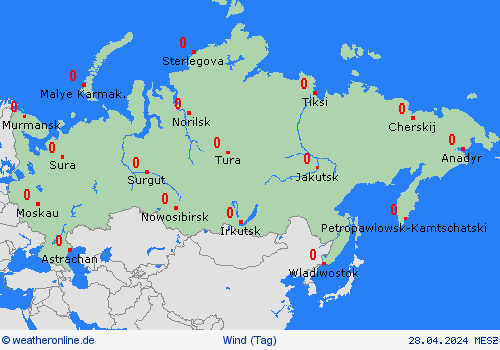 wind Russland Asien Vorhersagekarten