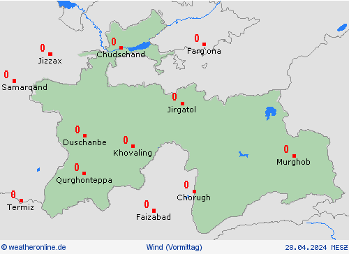 wind Tadschikistan Asien Vorhersagekarten