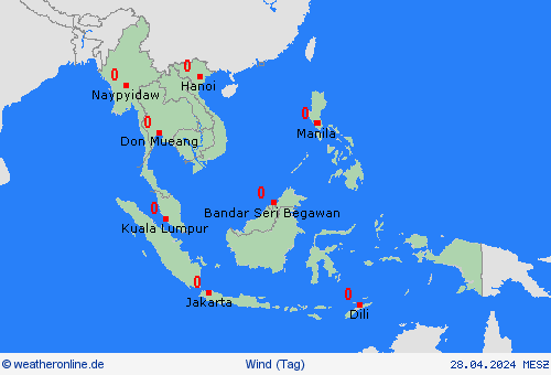 wind  Asien Vorhersagekarten