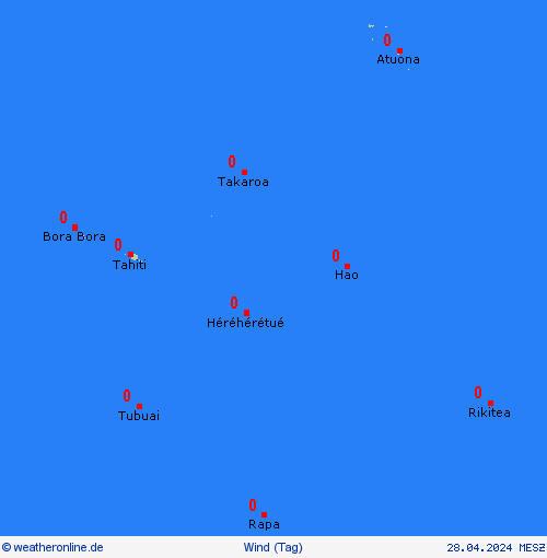 wind Französisch-Polynesien Ozeanien Vorhersagekarten
