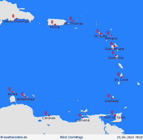 wind Kleine Antillen Mittelamerika Vorhersagekarten