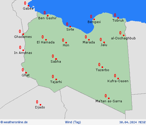 wind Libyen Afrika Vorhersagekarten