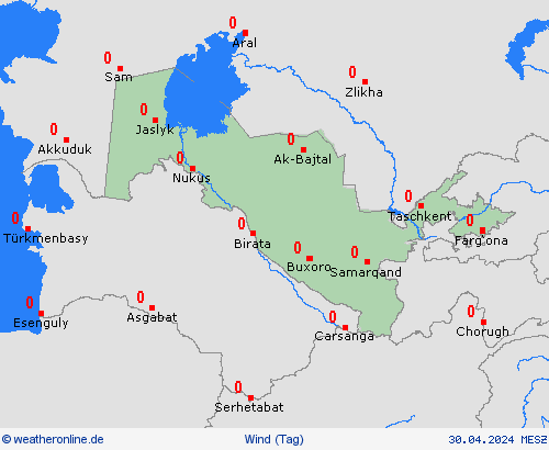 wind Usbekistan Asien Vorhersagekarten