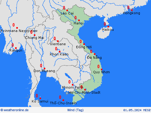 wind Vietnam Asien Vorhersagekarten