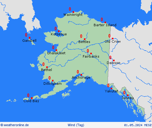 wind Alaska Nordamerika Vorhersagekarten