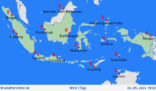 wind Indonesien Asien Vorhersagekarten