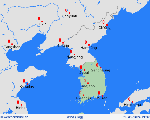 wind Südkorea Asien Vorhersagekarten