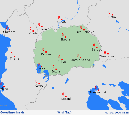 wind Nordmazedonien Europa Vorhersagekarten