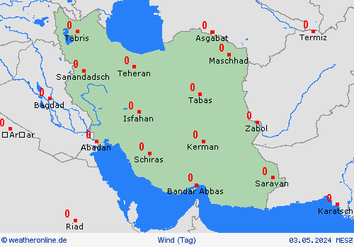 wind Iran Asien Vorhersagekarten