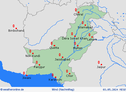 wind Pakistan Asien Vorhersagekarten