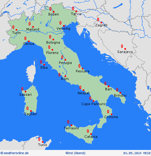 wind Italien Europa Vorhersagekarten