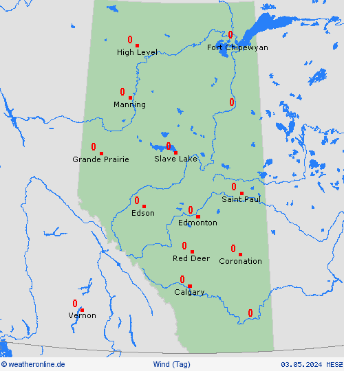 wind Alberta Nordamerika Vorhersagekarten