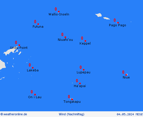 wind Tonga Ozeanien Vorhersagekarten