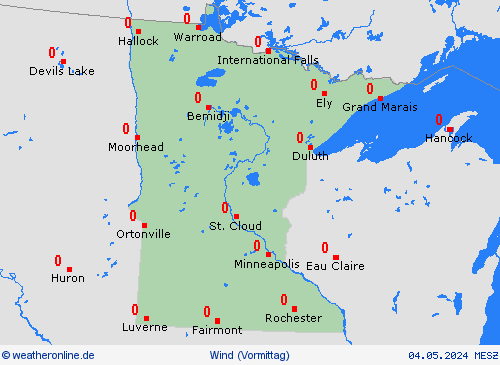 wind Minnesota Nordamerika Vorhersagekarten