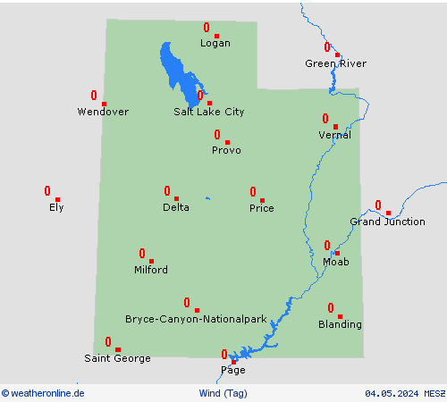 wind Utah Nordamerika Vorhersagekarten