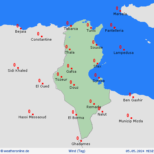 wind Tunesien Afrika Vorhersagekarten