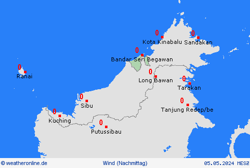 wind Brunei Asien Vorhersagekarten